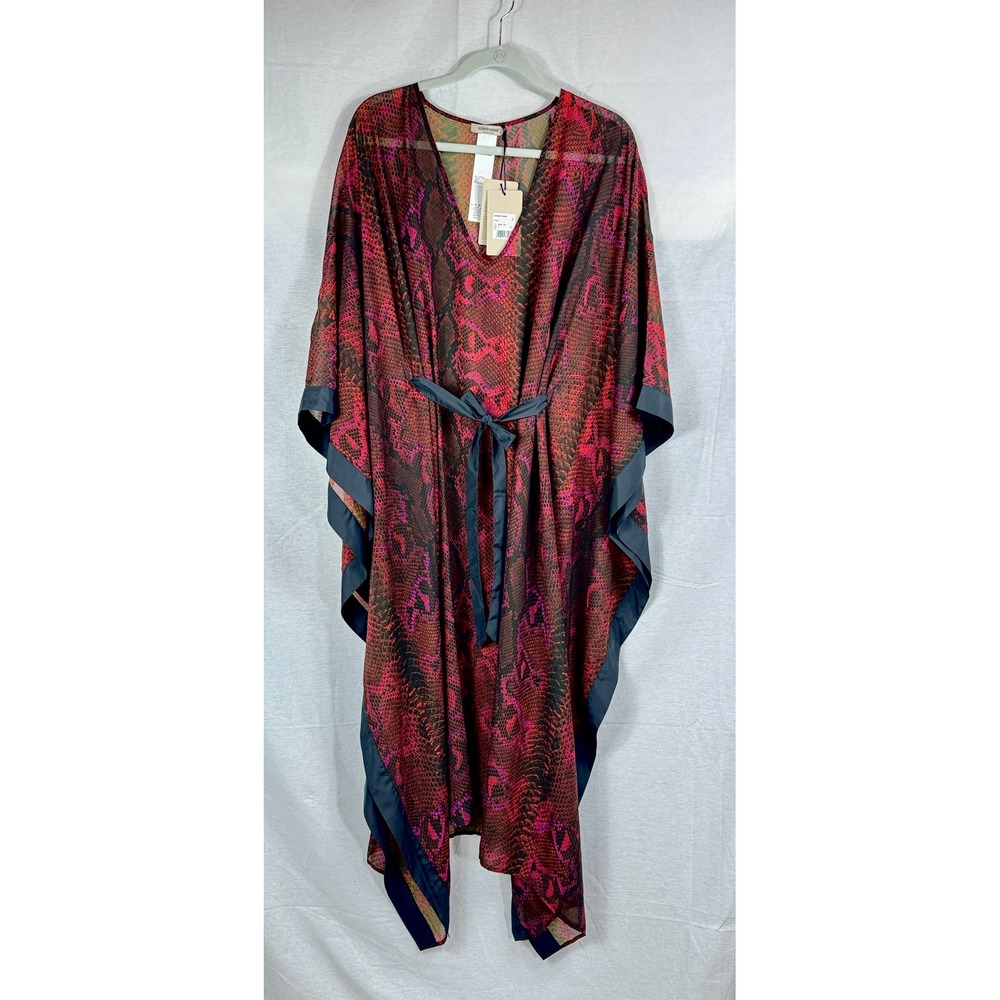 Roberto Cavalli Kaftan Women Medium Red New Snakeskin Print Beachwear HSW02K